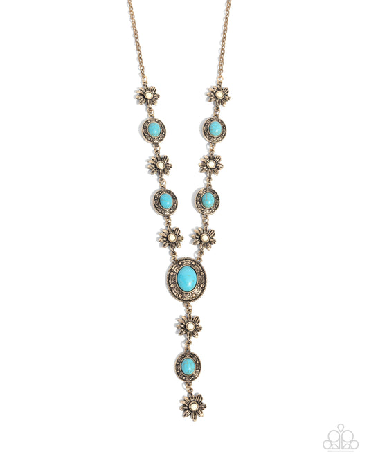 Rustic Rendezvous - Gold with Turquoise & Cream Stones  Necklace