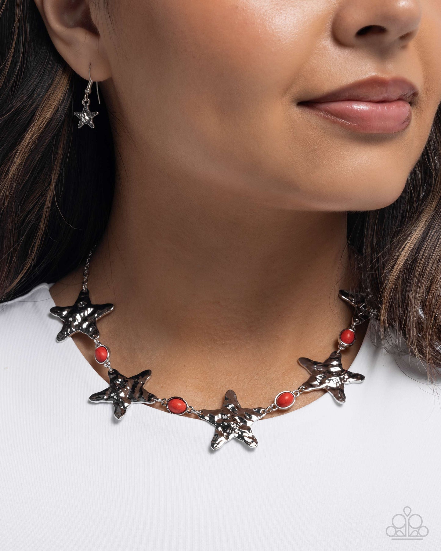 Stellar Santa Fe - Silver w/Red Star Necklace