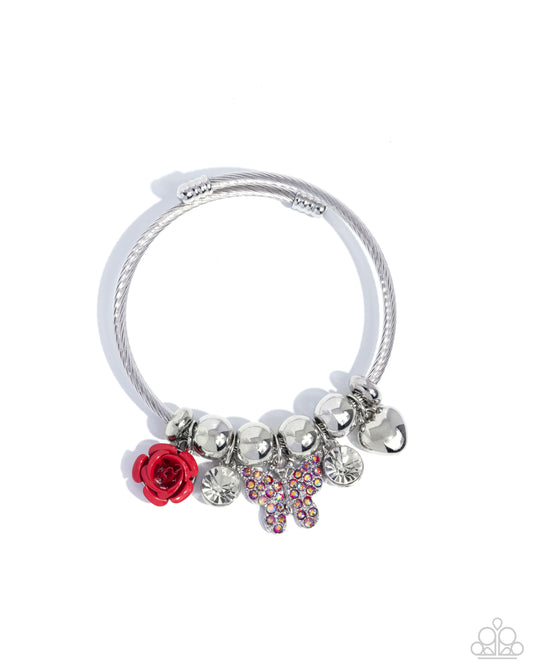 Windblown Whimsy - Silver w/Red, Pink Bracelet