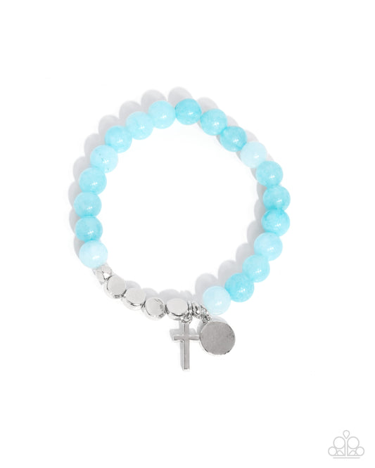Devout Debut - Silver w/Blue Cross Bracelet