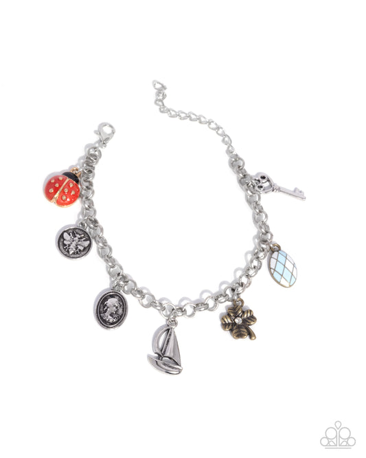 Sailing Through Life - Silver/ Multi Charm Bracelet