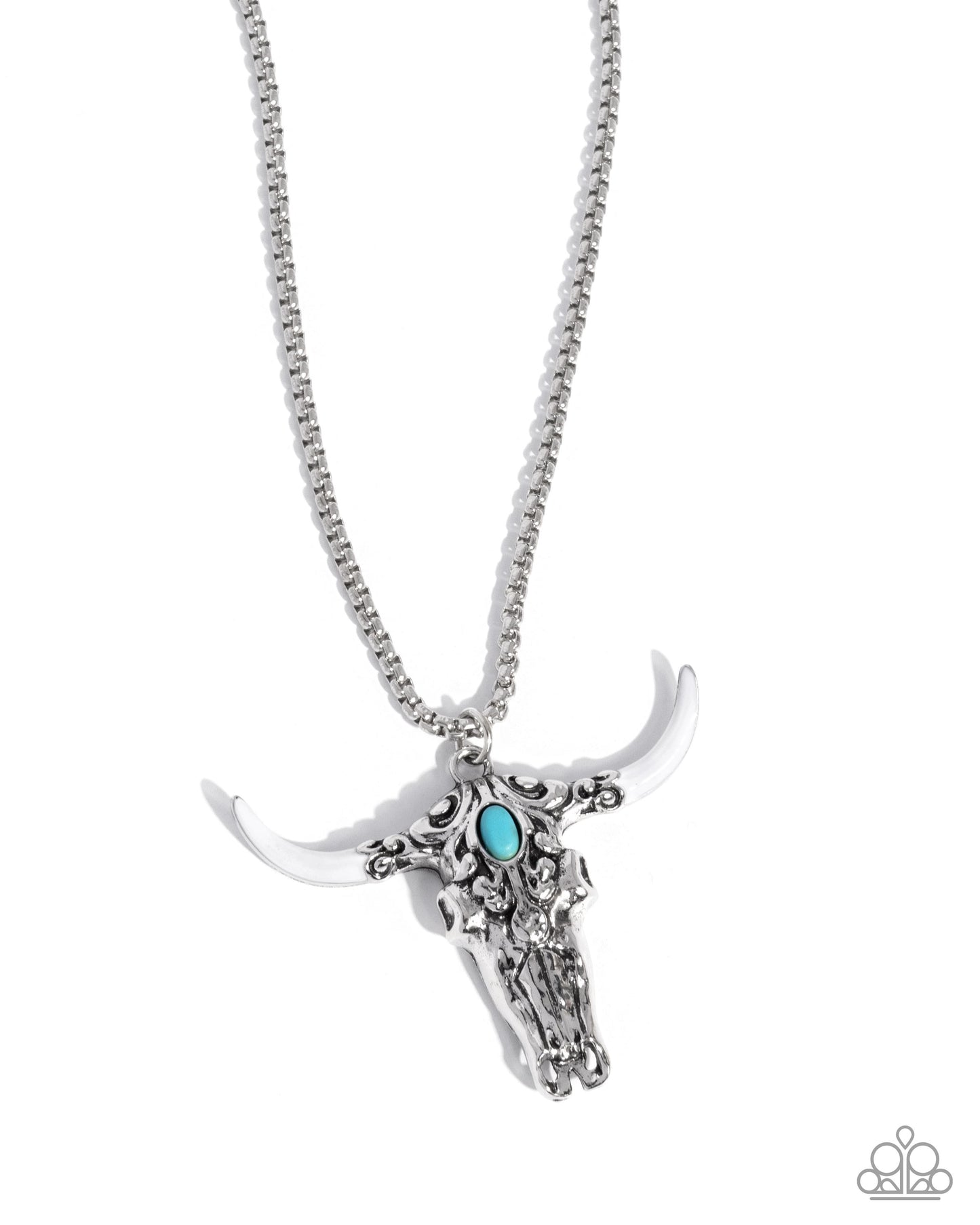 Longhorn Legacy - Silver w/Turquoise stone & White Necklace