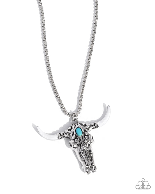 Longhorn Legacy - Silver w/Turquoise stone & White Necklace