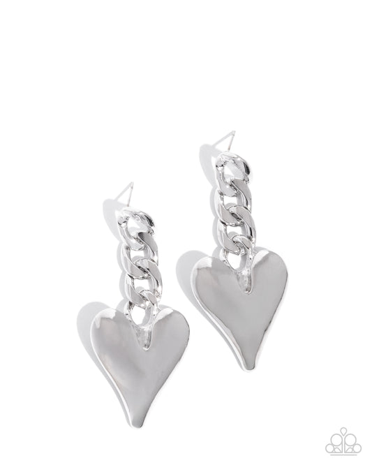 Mechanic Match - Silver Heart Earrings