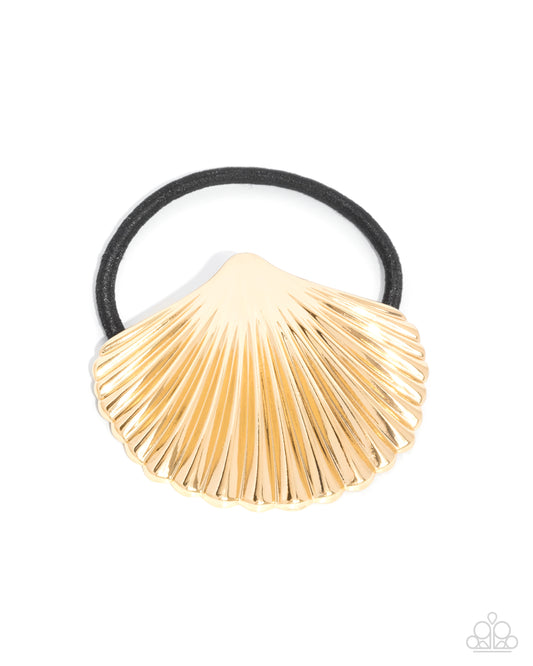 Hair - Short Seashell - Gold Hair Tie