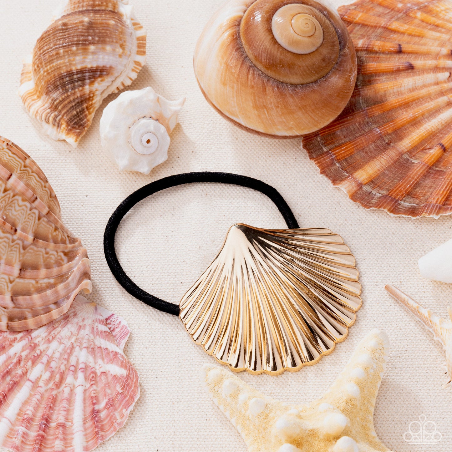 Hair - Short Seashell - Gold Hair Tie