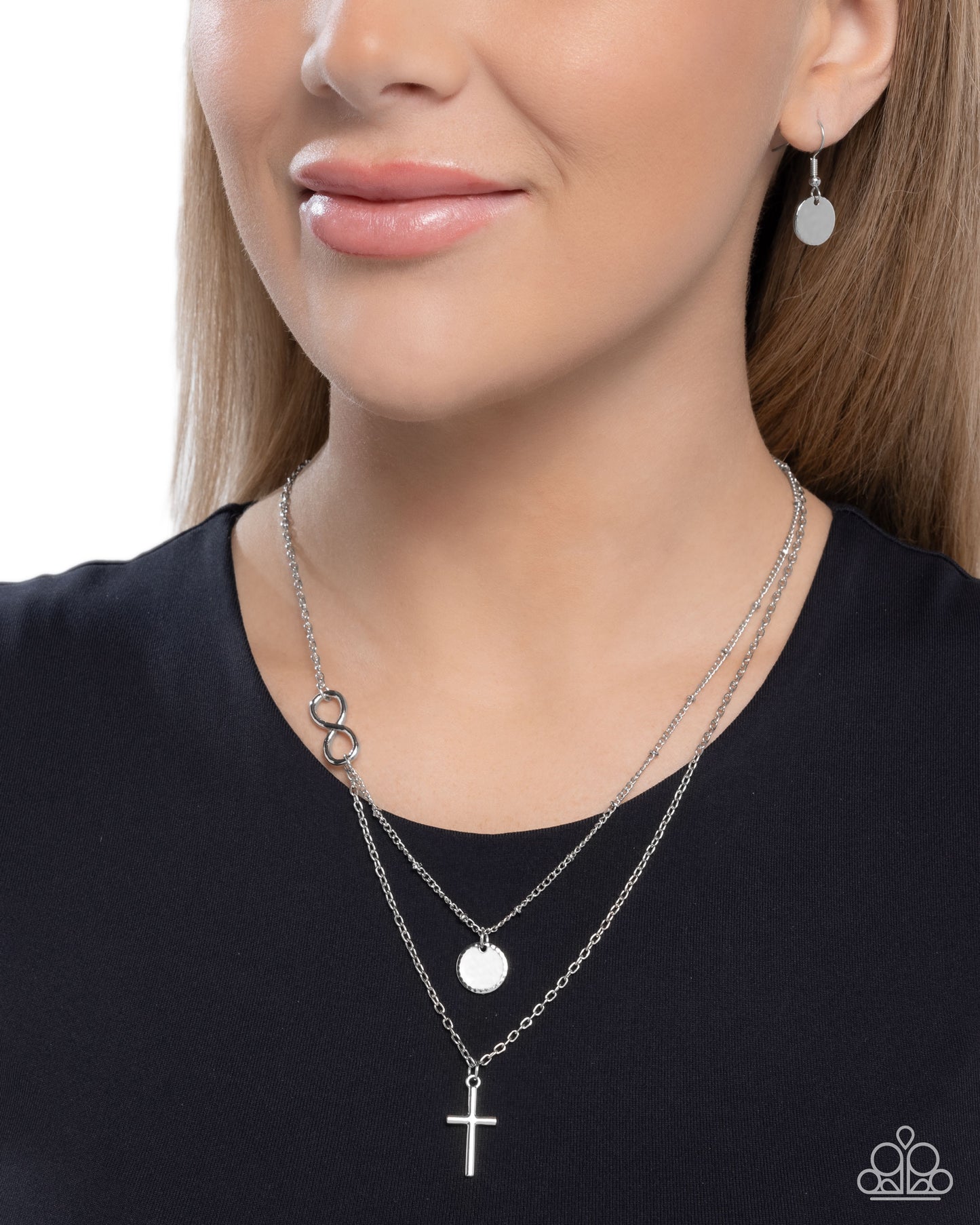 Eternal Embrace - Silver Cross & Eternity Necklace