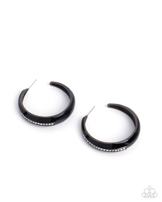 Uniquely Unexpected - Black w/Brass Earrings