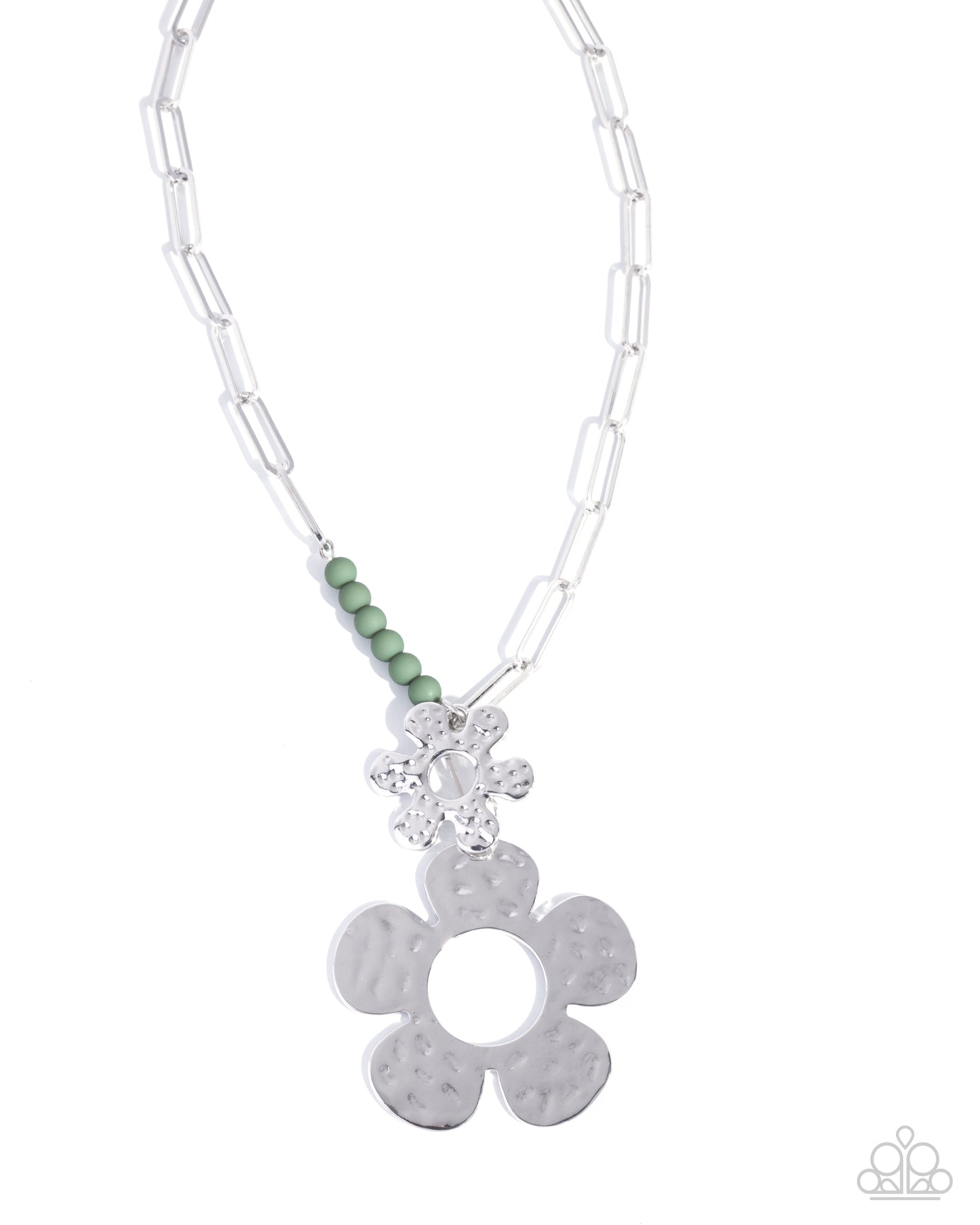 Seeing FLORAL - Silver w/Green Necklace