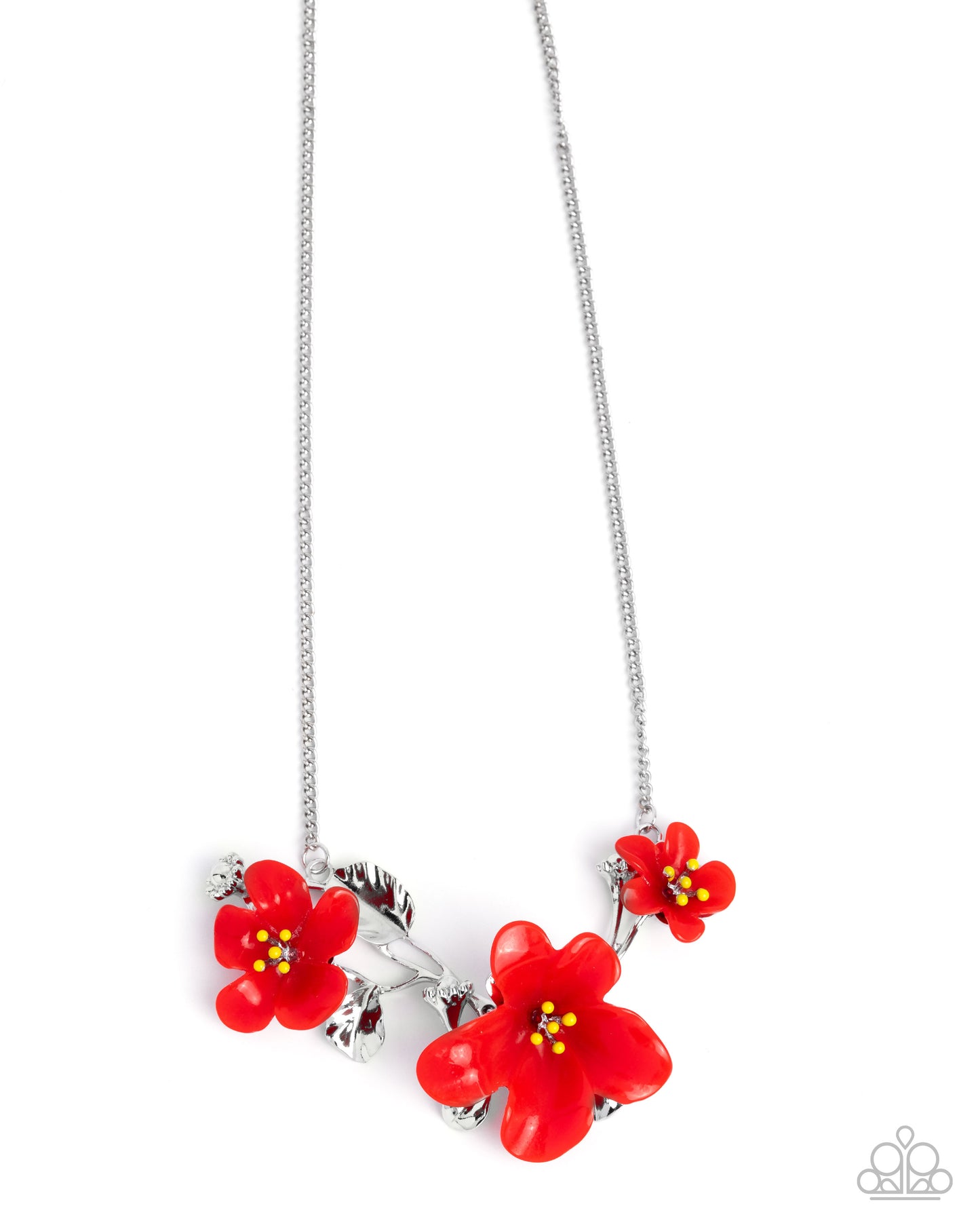 Floral Forecast - Silver w/Red Flowers Necklace