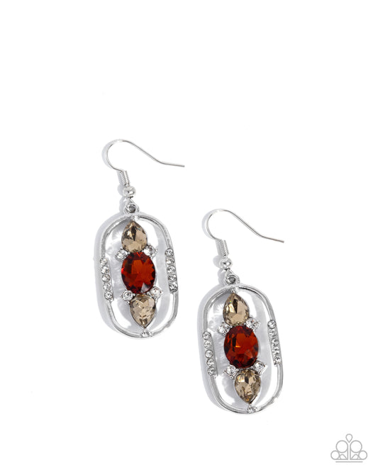 Sit and Stare - Silver w/Brown Earring