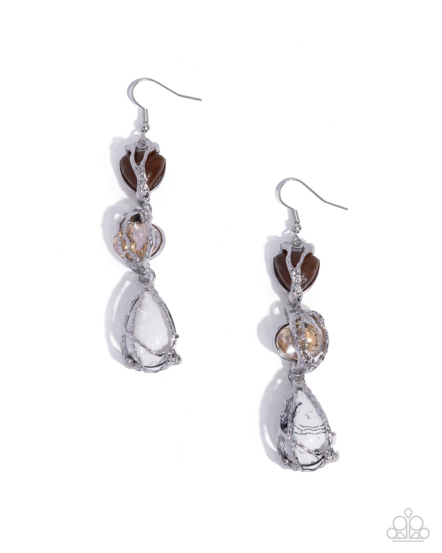 The Next Right Thing - Silver w/ Browns & White  Earrings