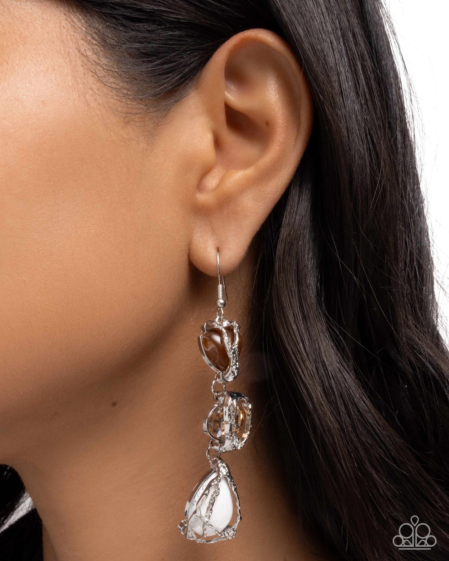 The Next Right Thing - Silver w/ Browns & White  Earrings