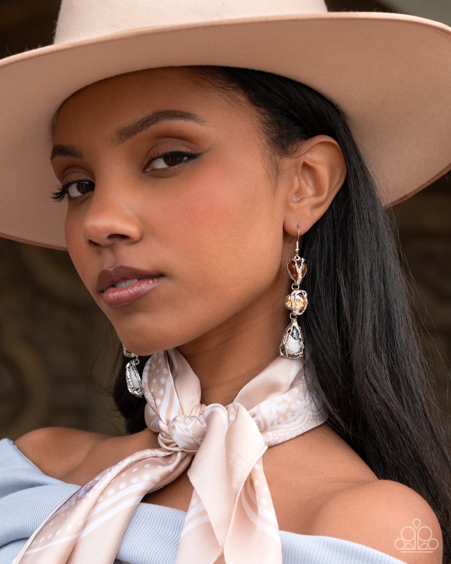 The Next Right Thing - Silver w/ Browns & White  Earrings