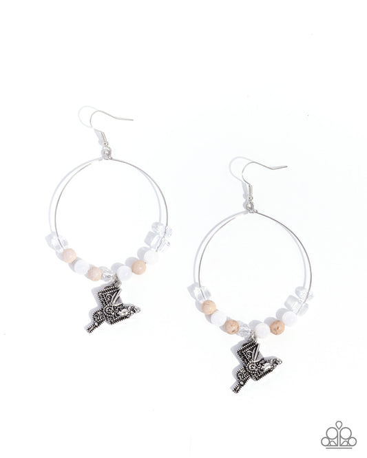 Saddle Showcase - Silver w/White Earrings