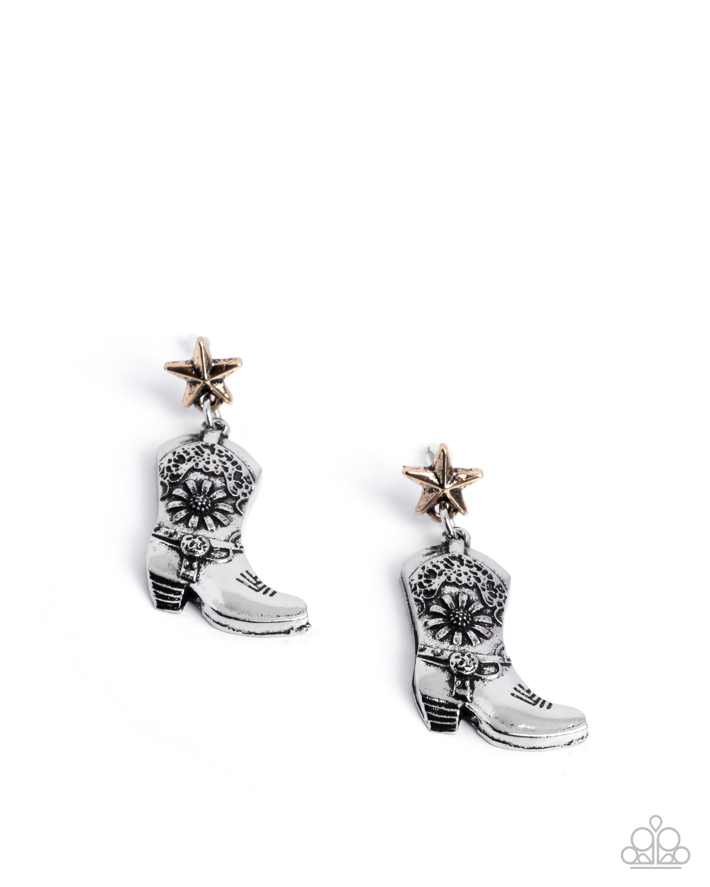 Swing Dancing Sass - Silver & Gold Boot Earrings