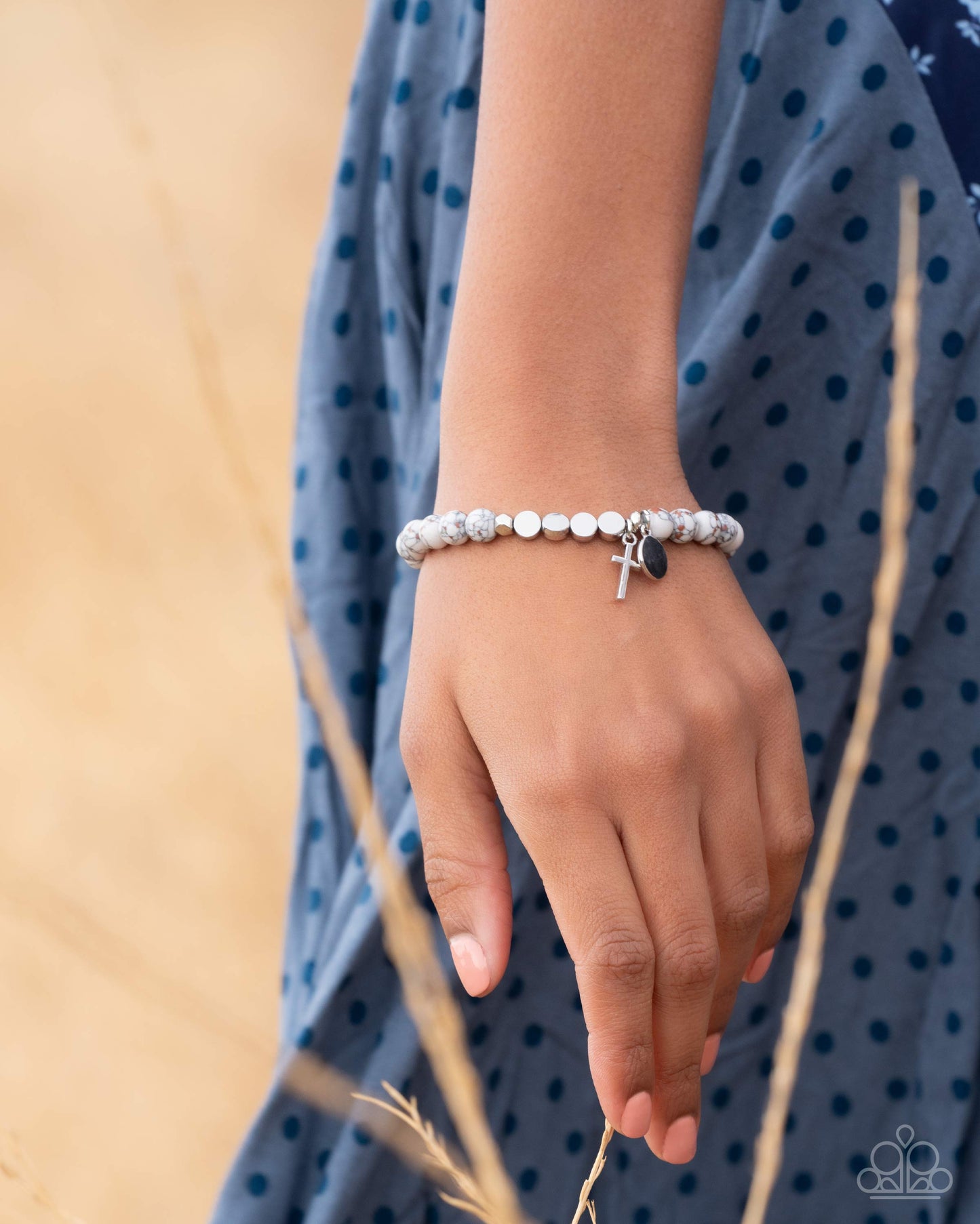 Devout Debut - White Bracelet w/Cross
