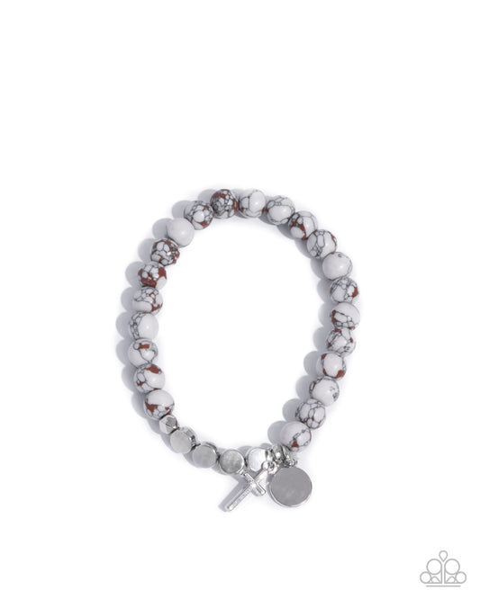 Devout Debut - White Bracelet w/Cross