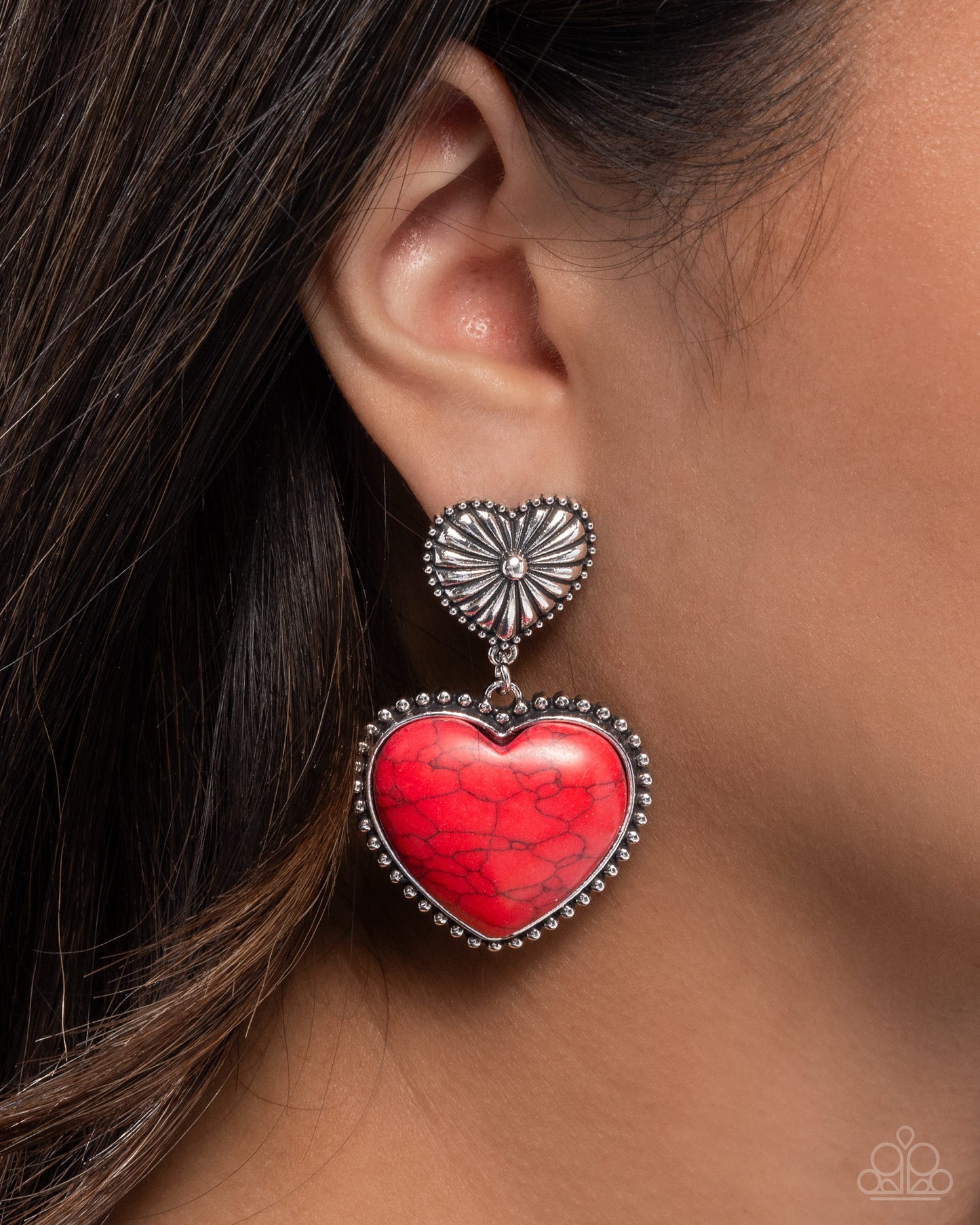 Rustic Reinvention - Red Heart Earrings