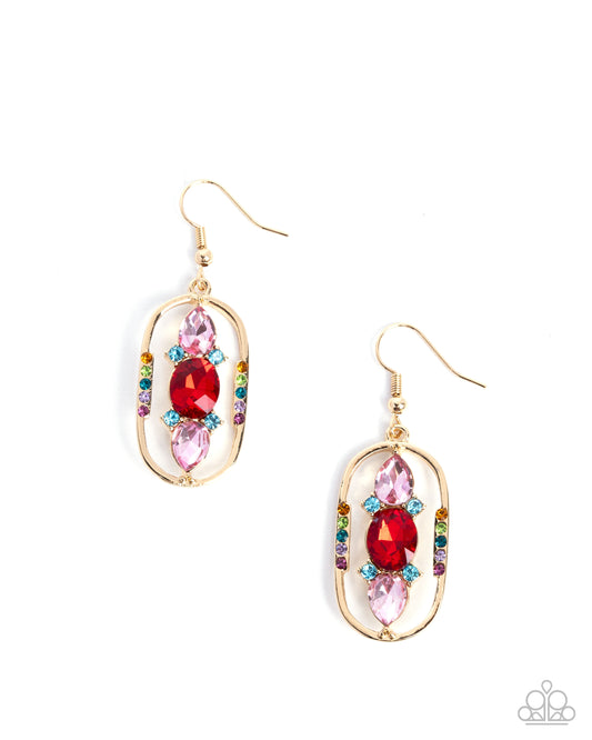 Sit and Stare - Gold w/Red Earrings