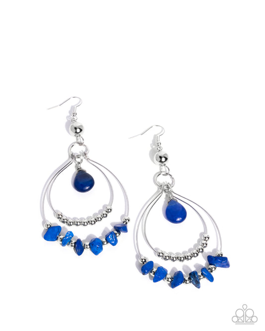 Chiseled Cascade - Silver w/Blue Earrings
