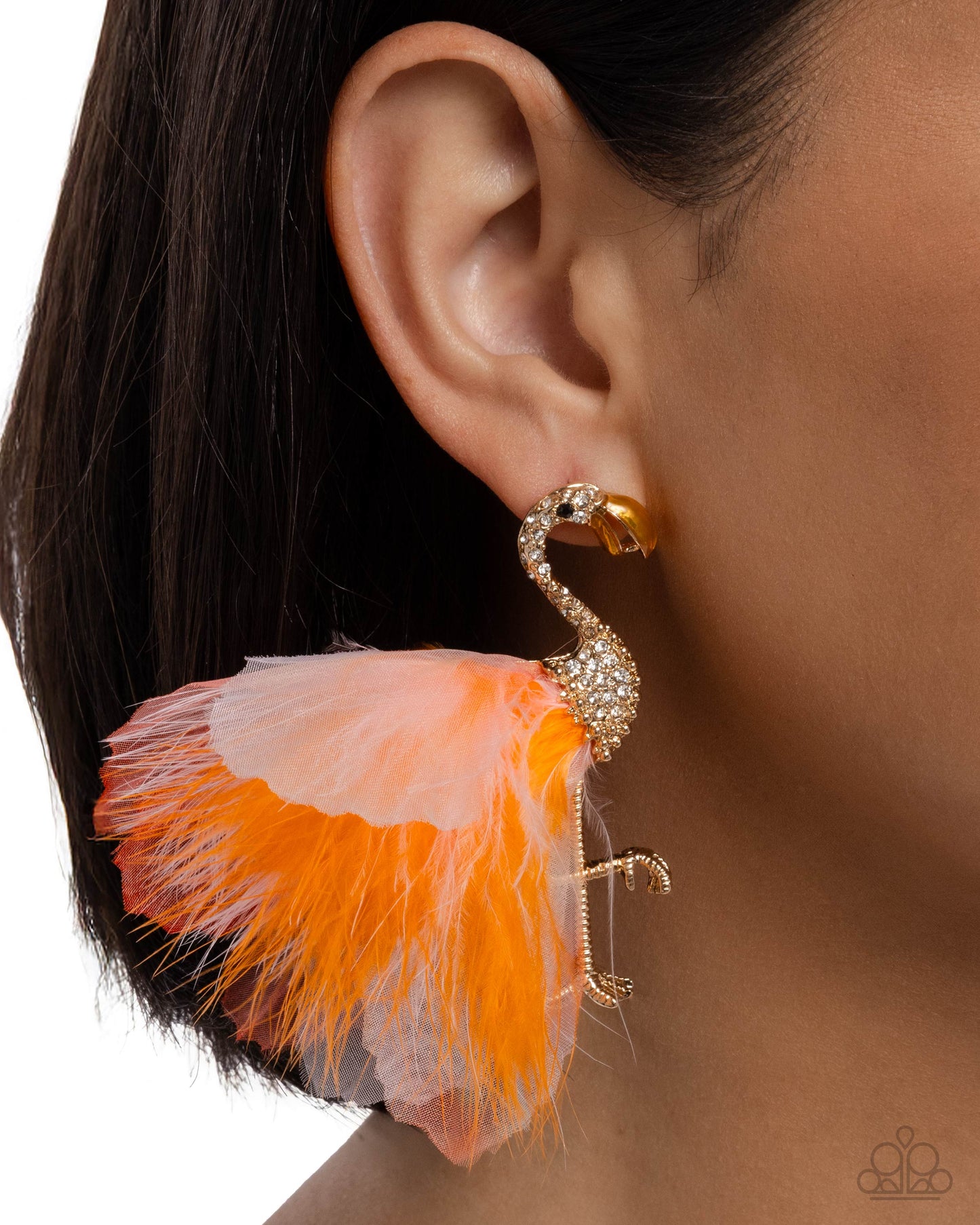 Feathered Flamingo - Orange Earrings