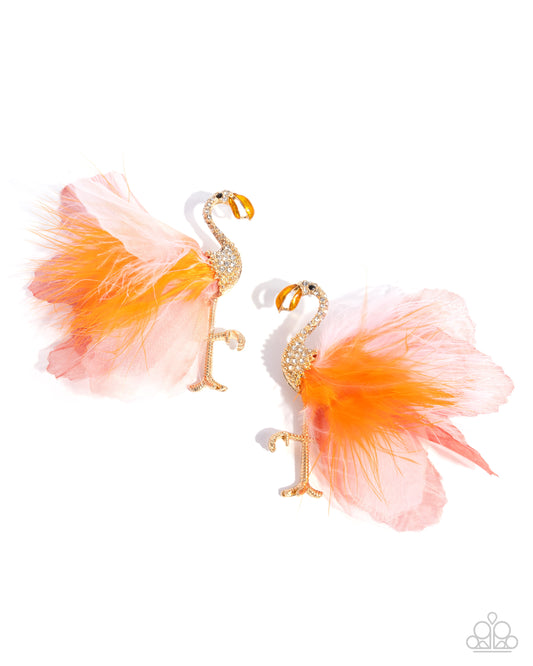 Feathered Flamingo - Orange Earrings