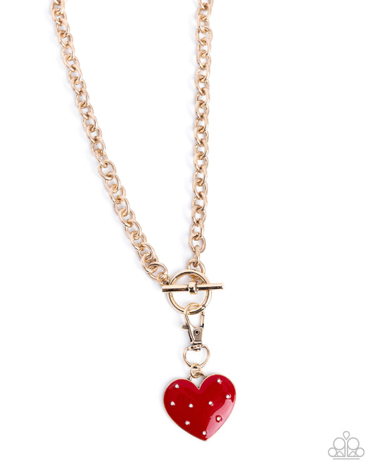 Romantic Range - Gold w/Red Heart  Necklace