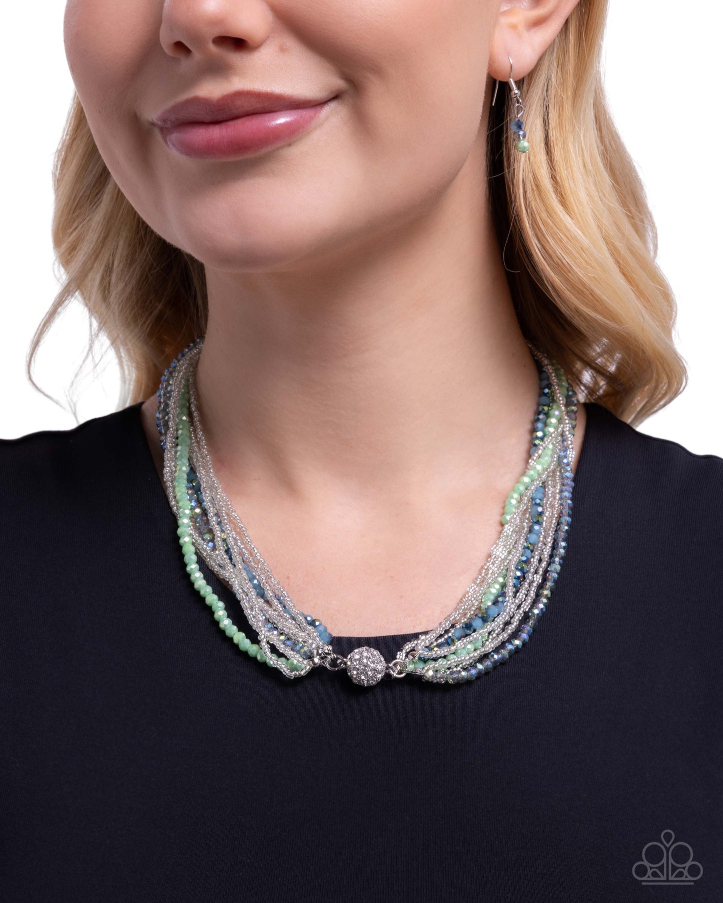 Rushing Radiance - Green & Blue Multi Necklace