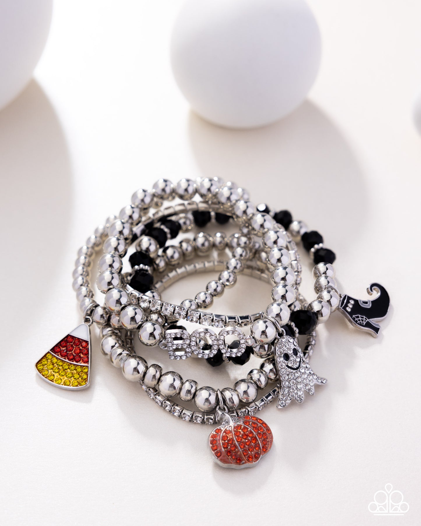 Spooky Shimmer Halloween - Silver w/Multi Bracelet
