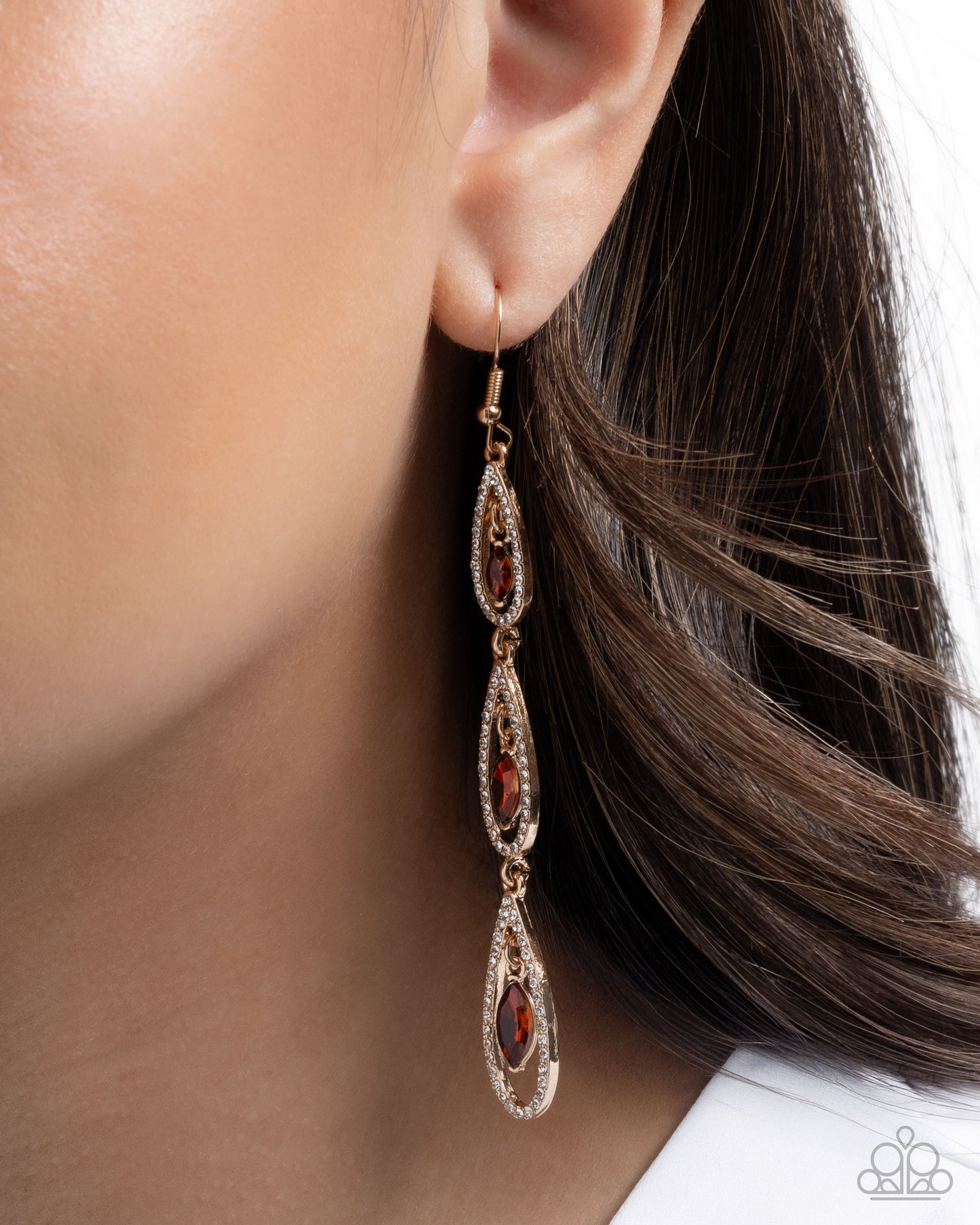 Teardrop Tenure - Gold w/Brown Earring
