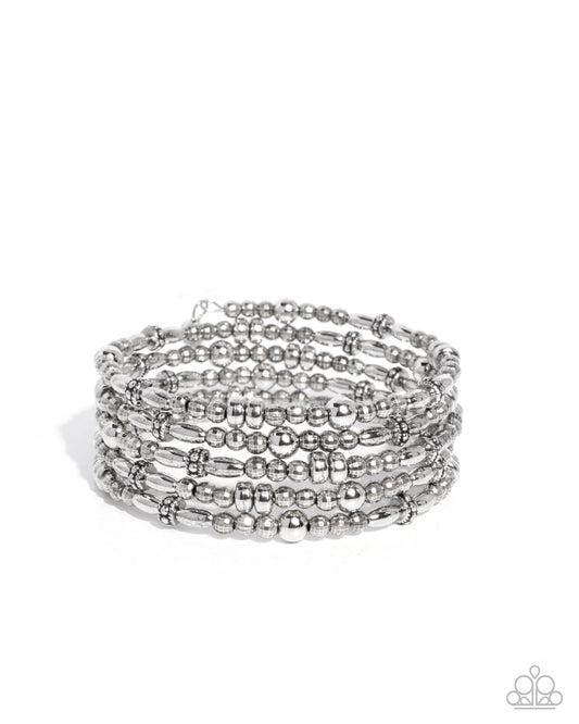 Boisterous Beads - Silver Coil Bracelet