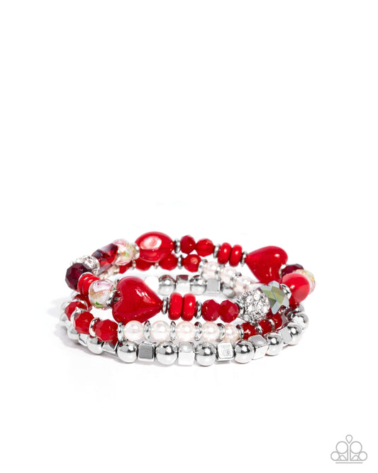 Doting Delight - Red Bracelet with Heart