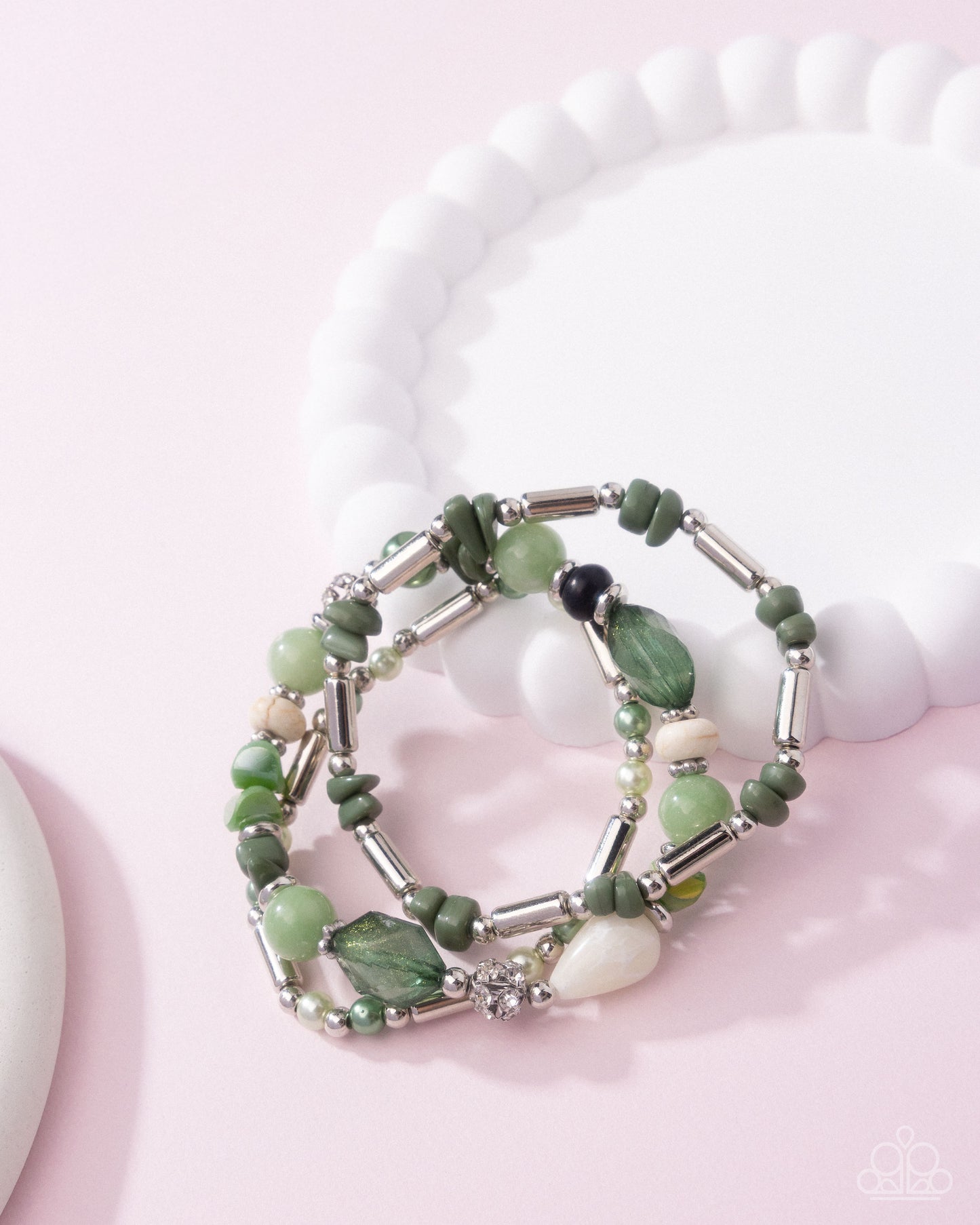 Flashy Fiction -  Silver w/Green Bracelet