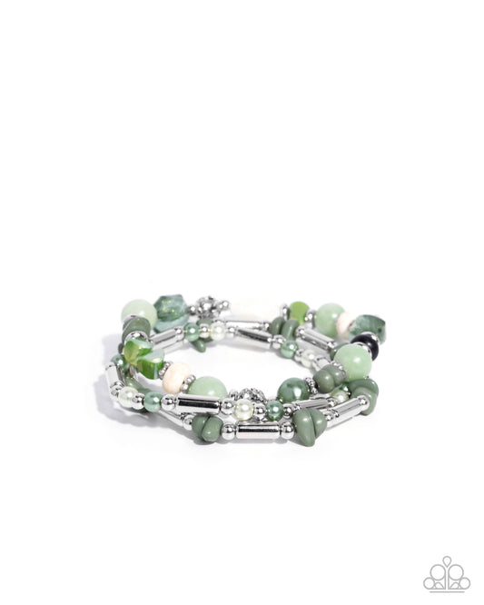Flashy Fiction -  Silver w/Green Bracelet