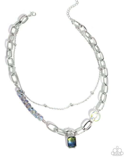 Transparent Tapestry - Silver w/Green-Blue Necklace