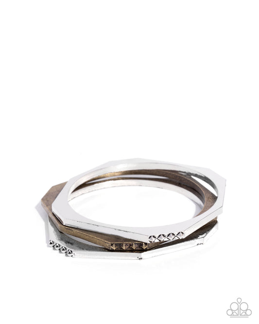 Bangle Bravado - Silver & Brass Bracelet