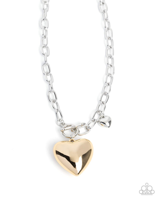 Heartfelt Hangout - Silver and Gold Heart Necklace