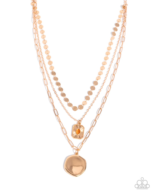 Cool Cycle - Gold w/Orange Necklace