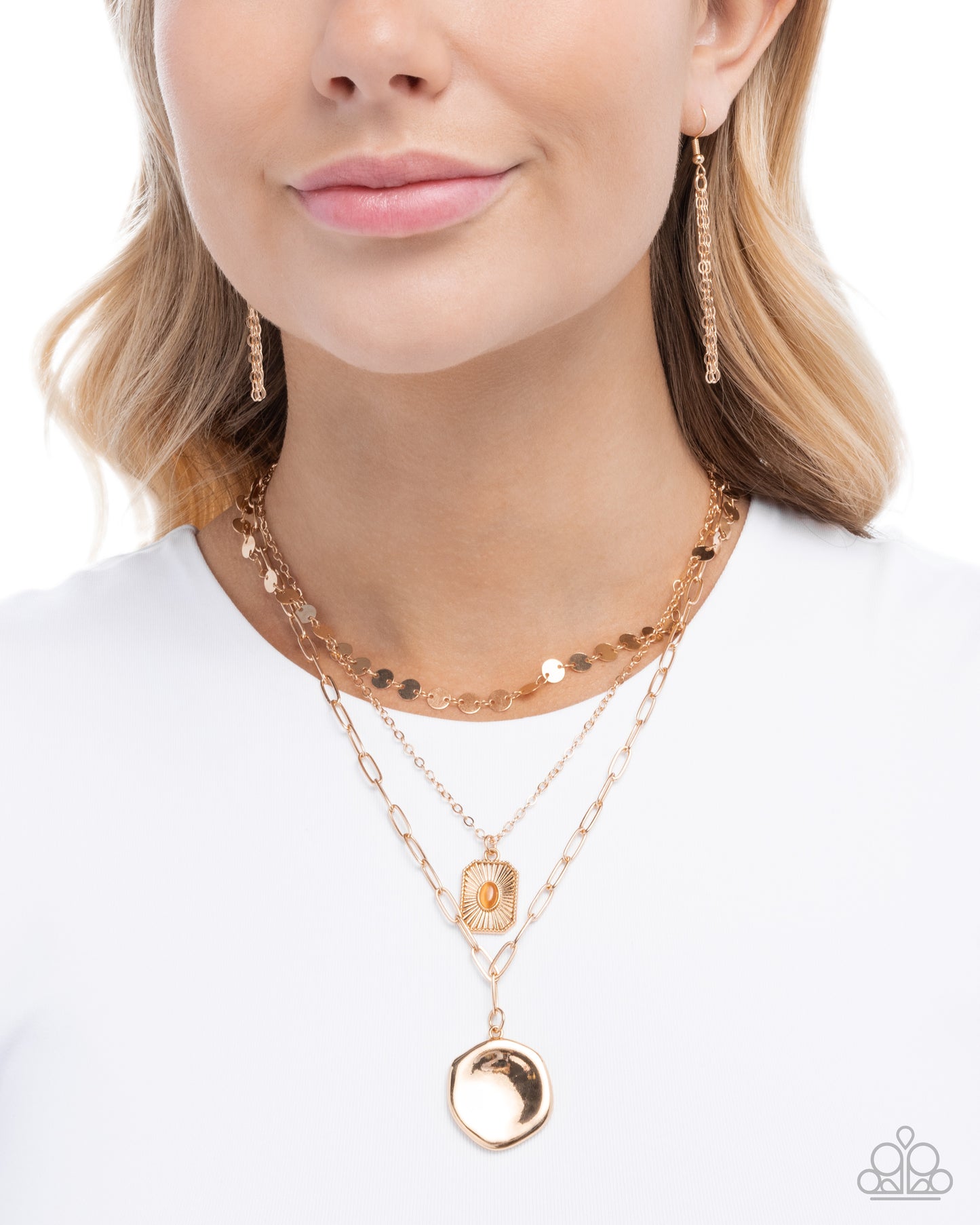 Cool Cycle - Gold w/Orange Necklace