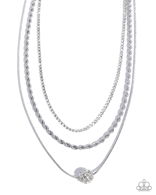 True Love Tiers - Silver w/White Rhinetone  Necklace