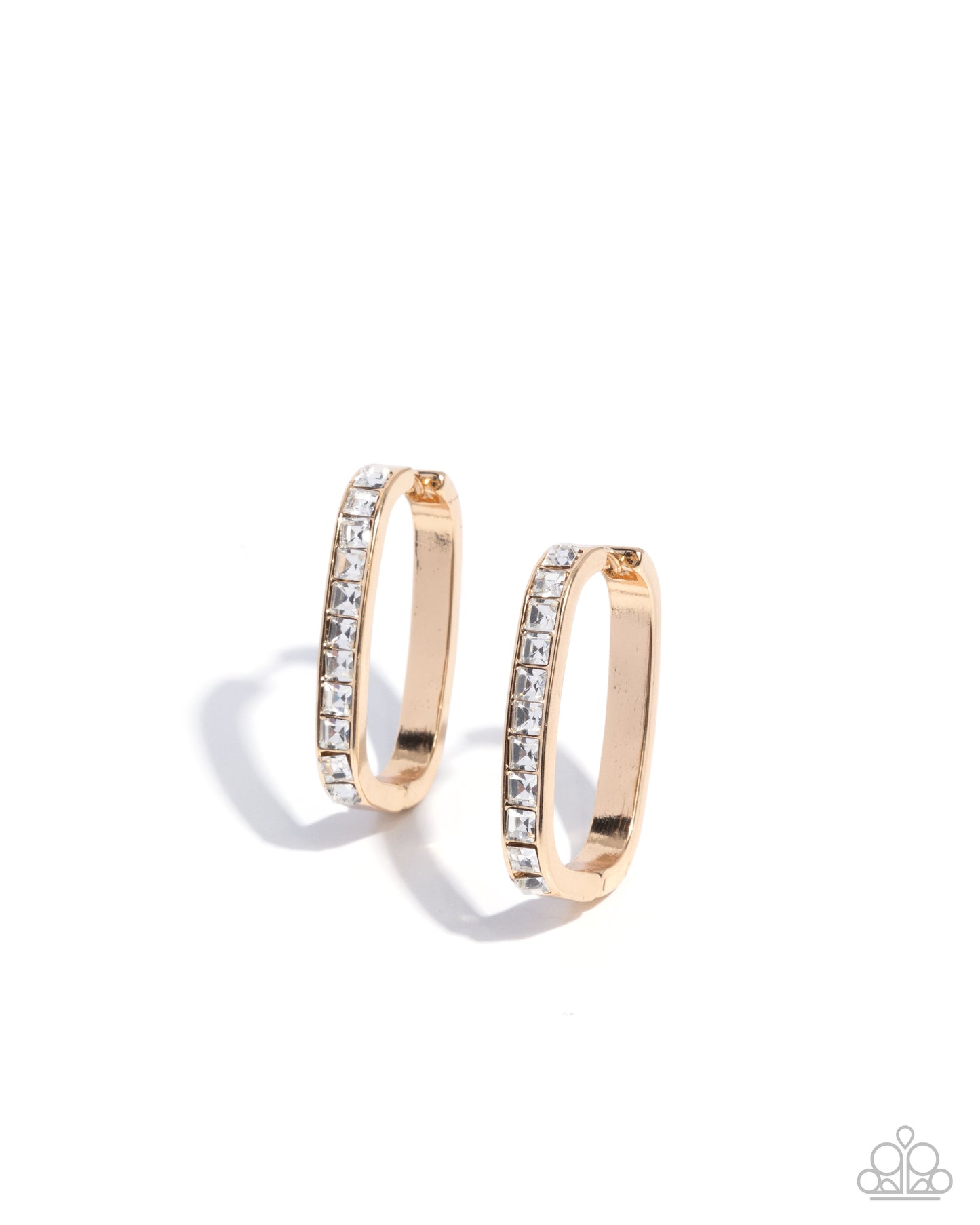 Encased Elevation - Gold w/Rhinestones Earrings