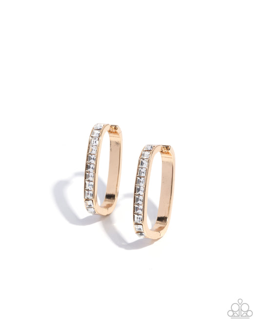 Encased Elevation - Gold w/Rhinestones Earrings