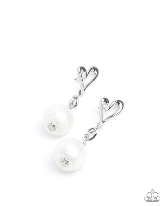 Sweetheart Sphere Earrings - Heart w/White Pearl