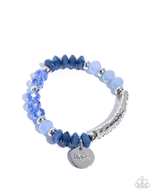 Handcrafted "Hope" Charm - Silver w/Blue Bracelet