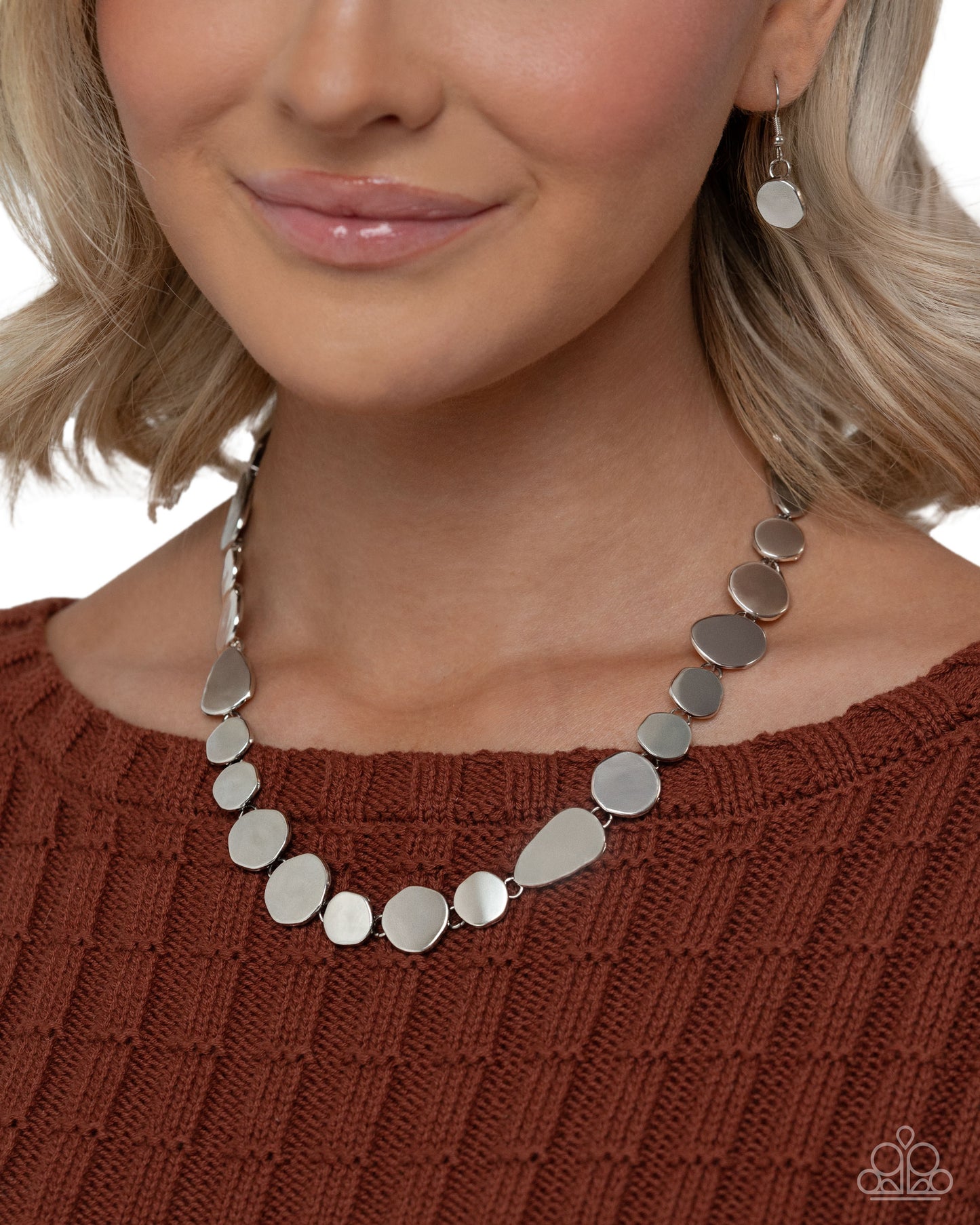Abstract Assumption  Complete Look - Abstract Arrangement - Silver Necklace Set