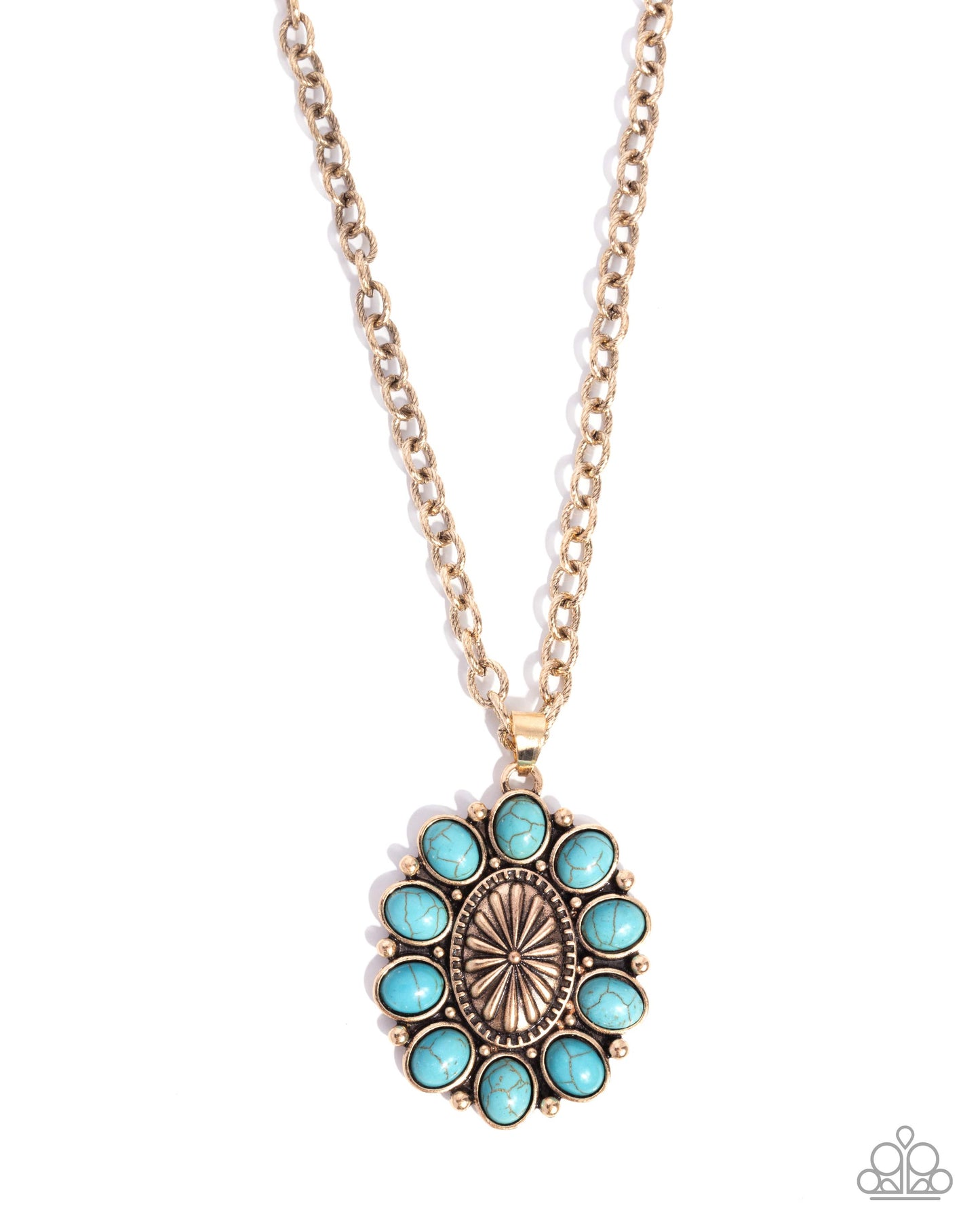 Santa Fe Score - Gold with Turquoise Stone Necklace
