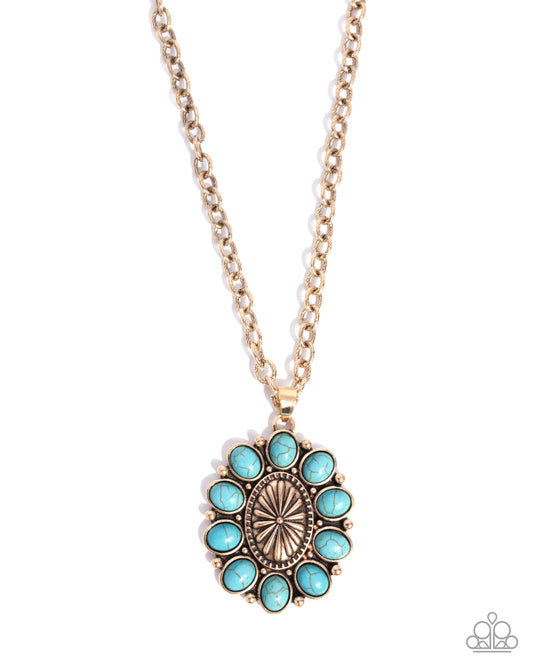 Santa Fe Score - Gold with Turquoise Stone Necklace