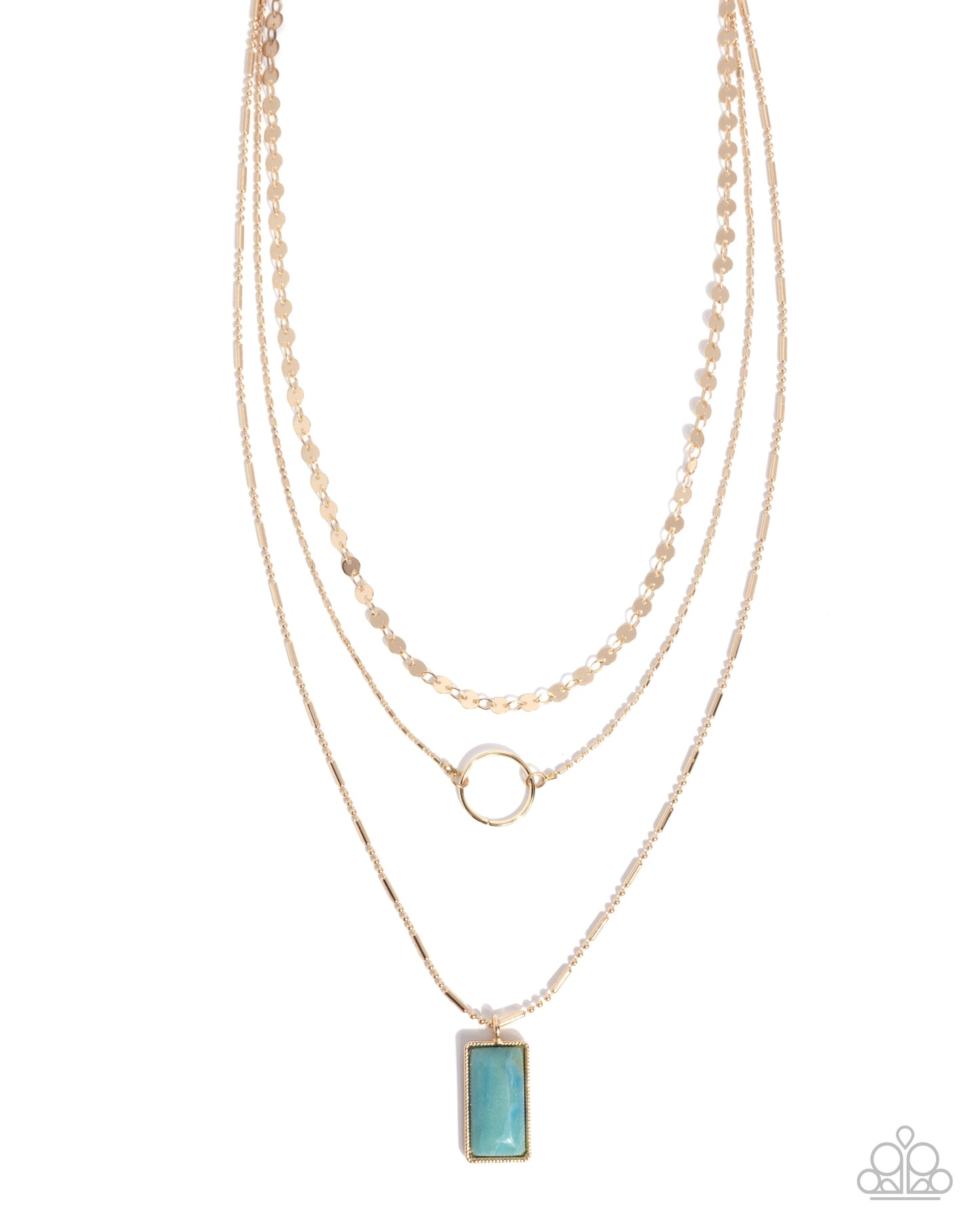 Layered Lyric - Gold Turquoise  Necklace