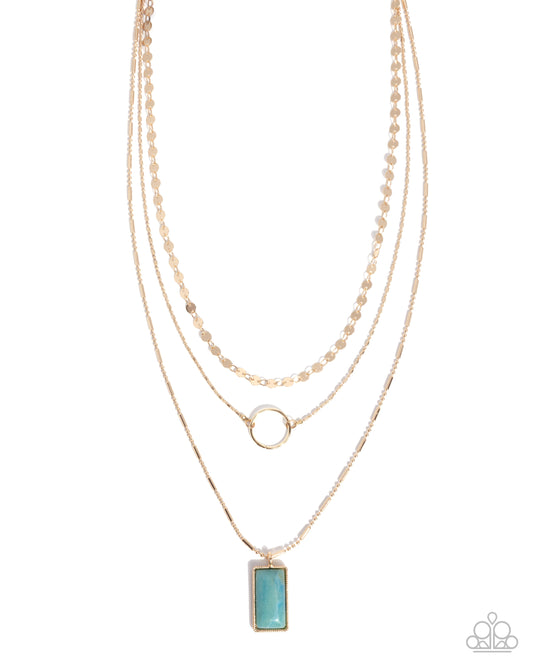 Layered Lyric - Gold Turquoise  Necklace